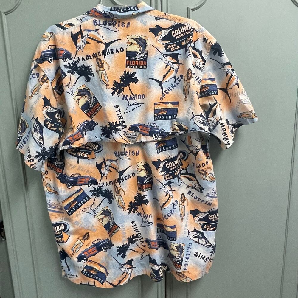 Columbia Mens Size XL Printed Fishing Button Down Shirt Ventilated Lightweight - Picture 4 of 4